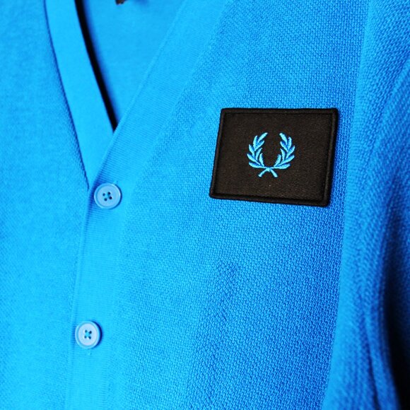 BNWT SS20 FRED PERRY ACID BRIGHT BLUE CARDIGAN M - Picture 4 of 9